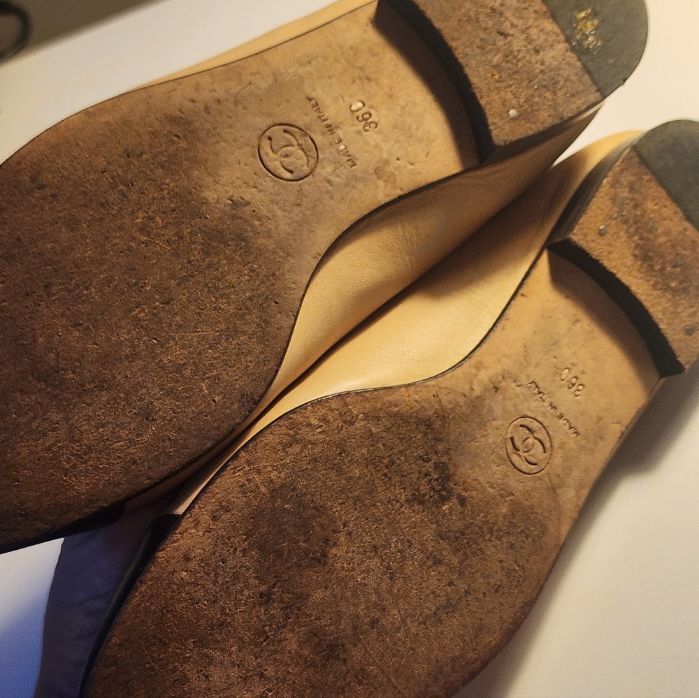 CHANEL Classic Beige Ballet Flats Black CC Cap Toe Ballerinas 36 - Picture 11 of 13